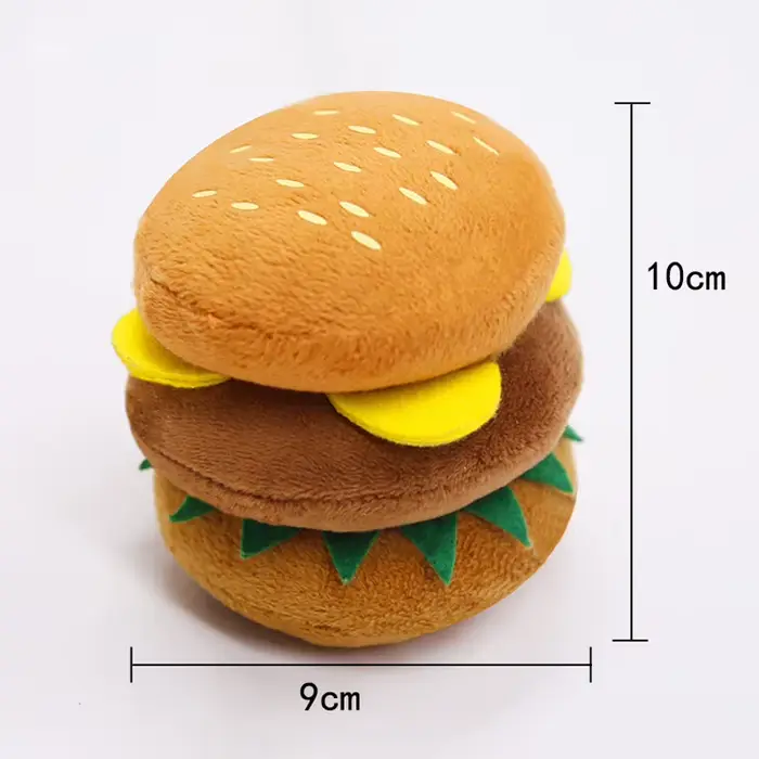 Jouet en peluche amusant pour chien, frites, hamburger, couinement coule, morsure à mâcher, fournitu