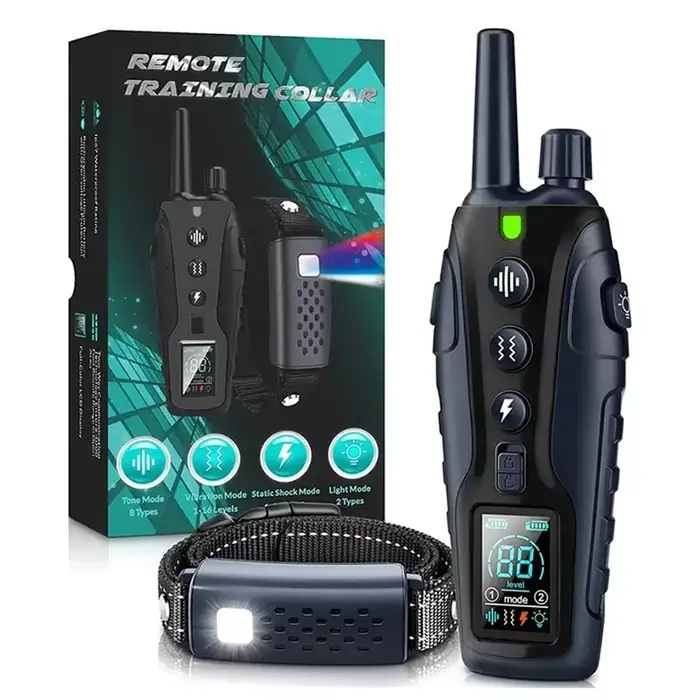 Collier Anti-Aboiement Électrique pour Chien, Super Long, avec Télécommande, Étanche, Batterie Recha