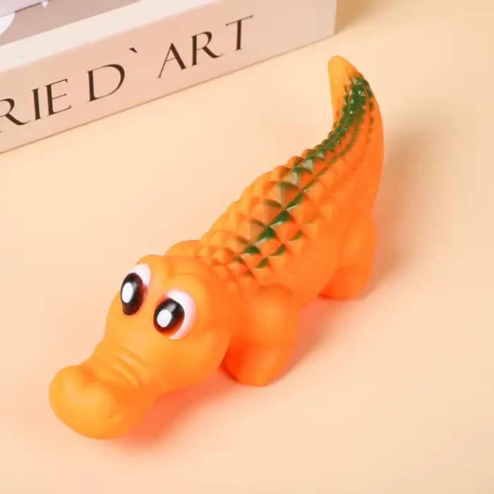 Jouet pour chien en caoutchouc couineur en forme de crocodile – Jouet durable à mâcher et à jouer pour chiens, design animal amusant pour jeux interactifs