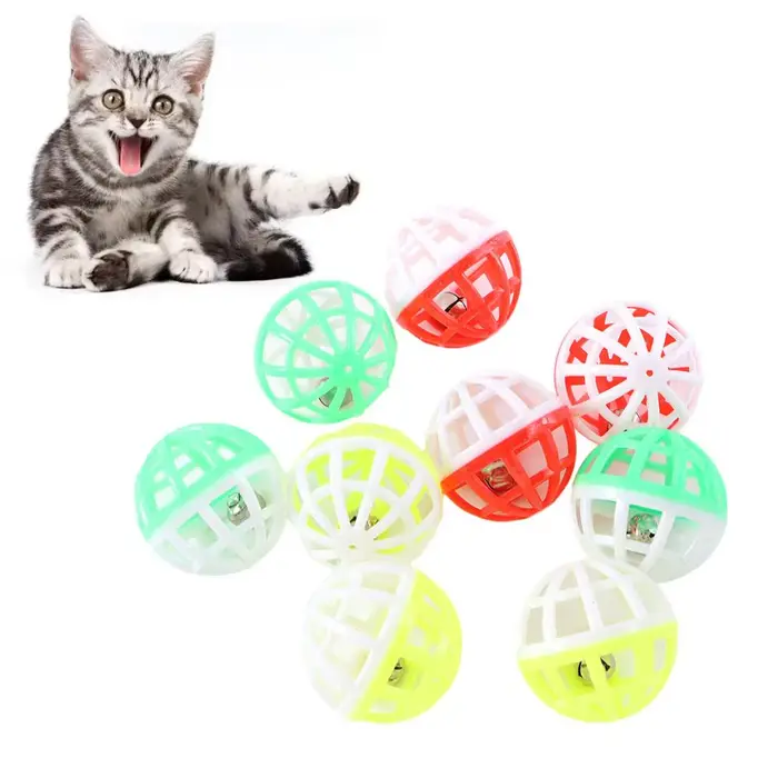 Jouets pour animaux de compagnie, balle d'entraînement en plastique pour chaton avec cloche creuse, 