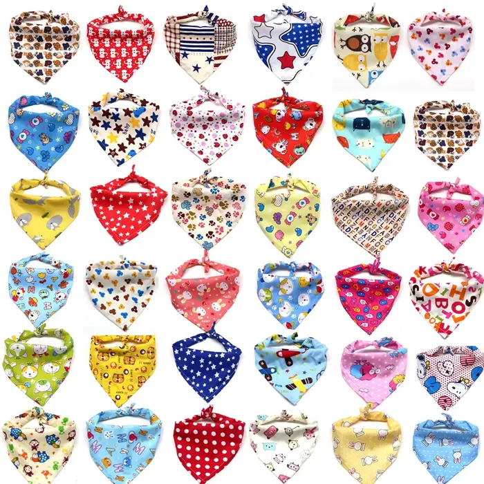 10/40/80 pièces 4 Types de tailles Bandana pour chien 100% coton respirant moyen grand accessoires p