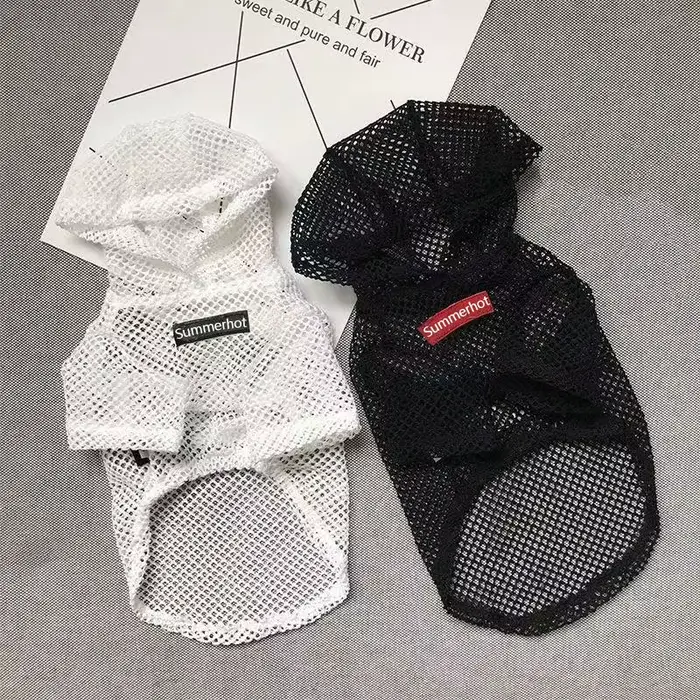 Sweat à capuche en maille pour chien, pull léger pour animaux de compagnie, vêtements pour petits et