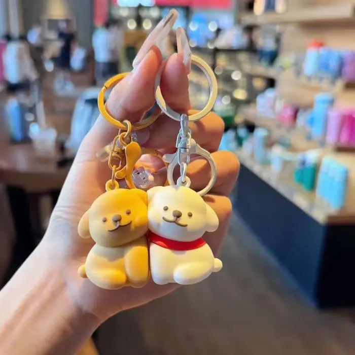 Porte-clés magnétiques pour couple de chiens mignons, pendentif créatif assorti pour la décoration d