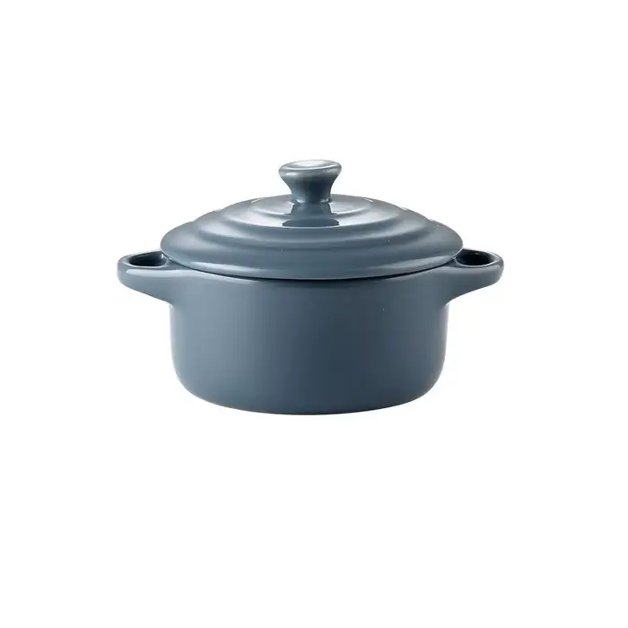 Bol à Double oreille en céramique, Mini bol de cuisson vitré en céramique avec couvercle, bol à Pudd