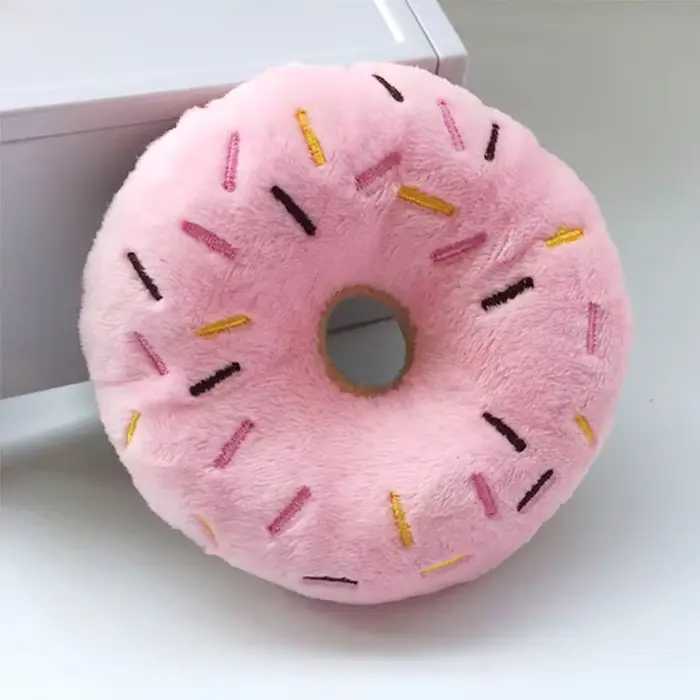 Donuts de chien doux en peluche jouets pour chiens de compagnie jouet à mâcher mignon chiot couineur