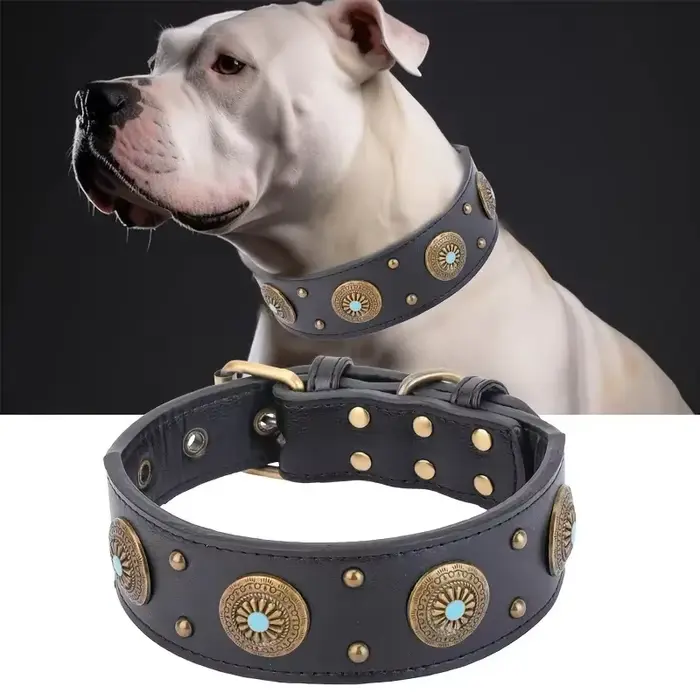 Collier pour chien design rétro collier pour chien en cuir pour chiens de taille moyenne et grande a