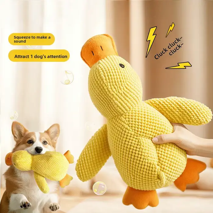 Jouets pour chiens en forme de canard jaune pour mâcheurs agressifs
