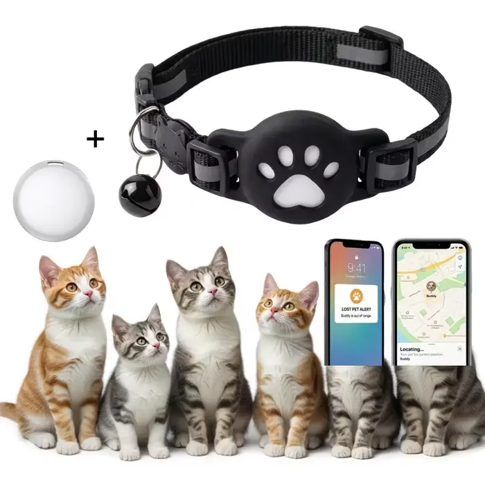 Kit de collier de localisation GPS pour animaux de compagnie, dispositif anti-perte étanche pour chats et chiens, compatible avec Apple iOS