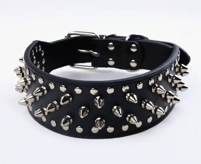 Grand collier de chien à pointes pour les races moyennes et grandes L-3XL Pitbull Mastiff Boxer cuir