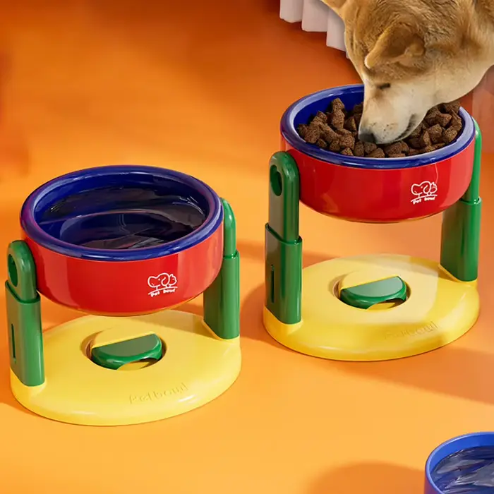 Bol surélevé réglable pour chien, mangeoire antidérapante de grande capacité pour chiot, protection du cou, bol pour chat, accessoires pour chiens