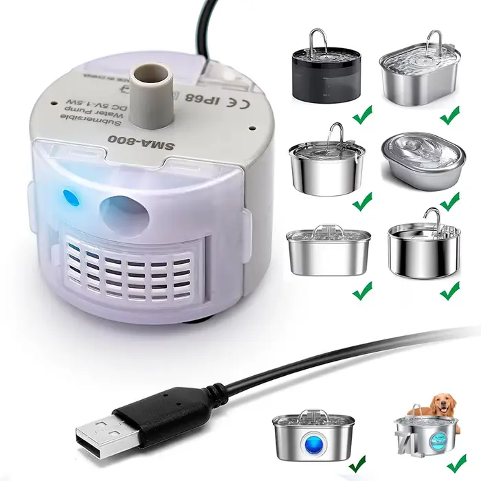 1pc pompe à eau pour fontaine pour animaux de compagnie en acier inoxydable distributeur d'eau
