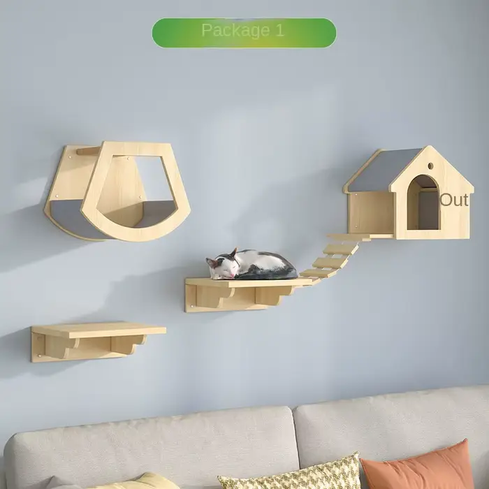 Tour d'escalade en bois pour animaux de compagnie avec hamac, tour à chat, accessoires de maison, ar