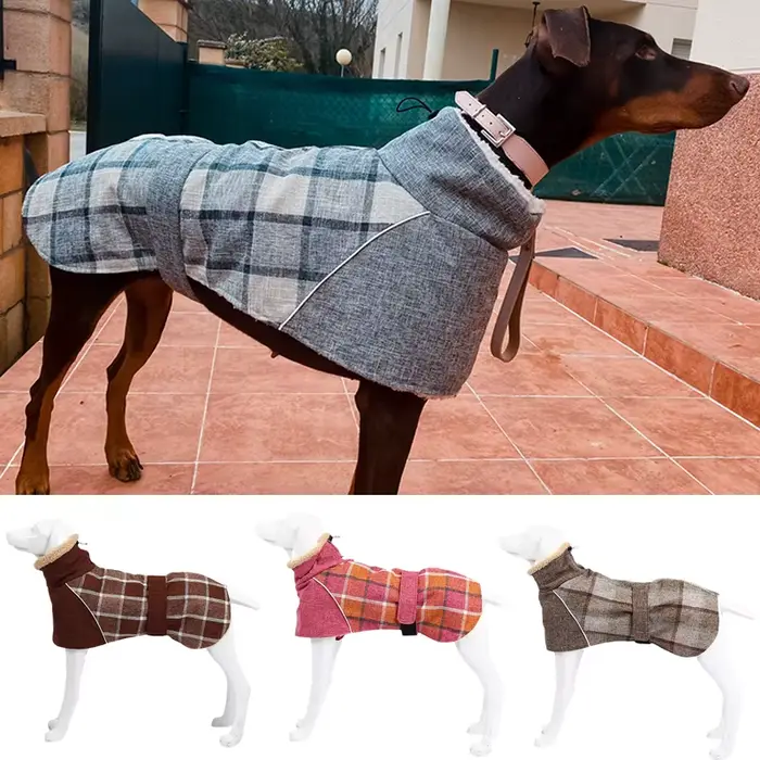 Vêtements d'hiver chauds en polaire pour grands chiens, veste pour animaux de compagnie à imprimé éc