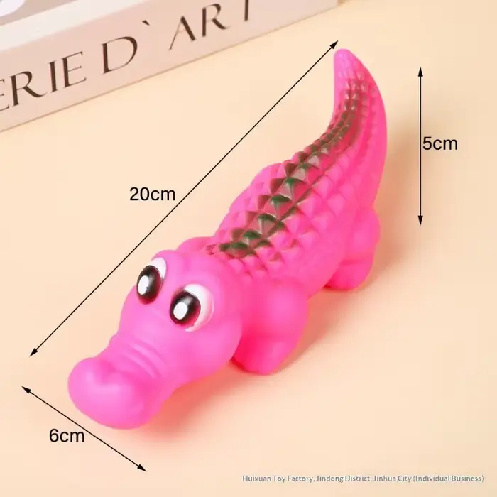 Jouet pour chien en caoutchouc couineur en forme de crocodile, durable, pour la mastication et le je