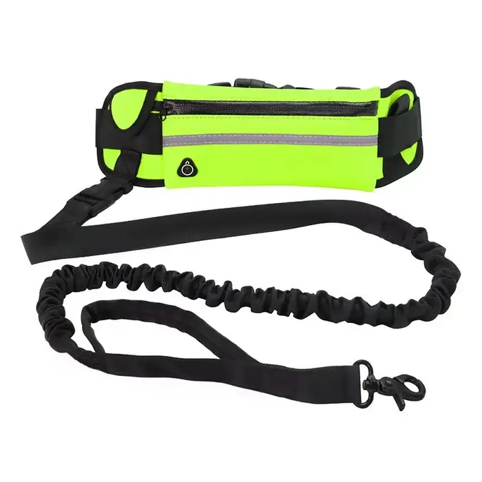 Laisse pour chien mains libres pour la course à pied laisse réfléchissante avec sac de taille ceintu