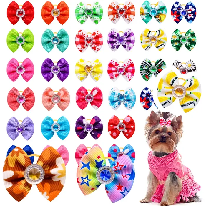 10/20/50 pièces chien arc chiot toilettage accessoires décoration chats chiens cheveux arc en gros m