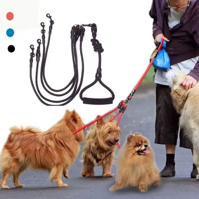 Laisse pour animaux de compagnie en Nylon Double double deux têtes corde pour chiens coupleur à 2 vo