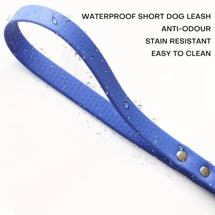 Laisse courte pour chien, poignée de circulation imperméable Biothane de 3/5 pouces de large, laisse