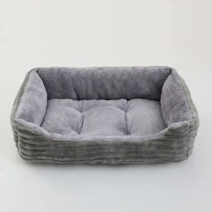 Lit pour chien et chat, niche carrée en peluche, canapé-lit pour chien de taille moyenne et petite, 