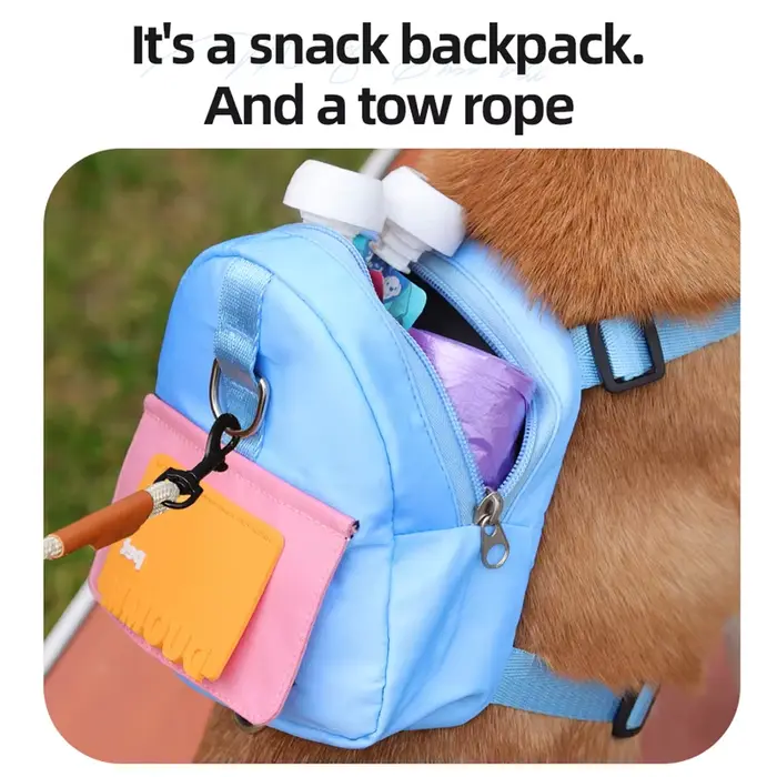 Sac à dos imperméable pour animaux de compagnie, sac pour chiots avec harnais et collier, sac à dos de voyage en plein air pour chiens, sac à dos pour friandises, accessoires pour bouledogues français