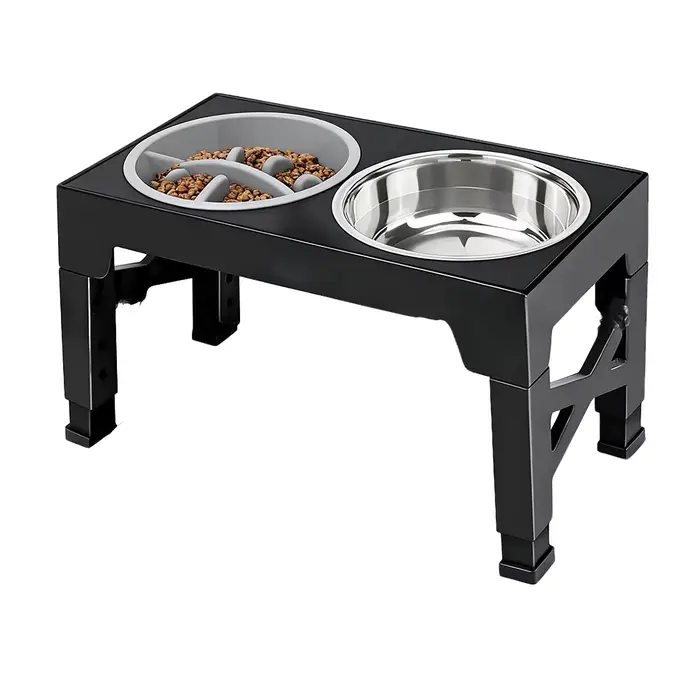 Bols surélevés pour chiens avec support réglable et double bols en acier inoxydable pour nourriture