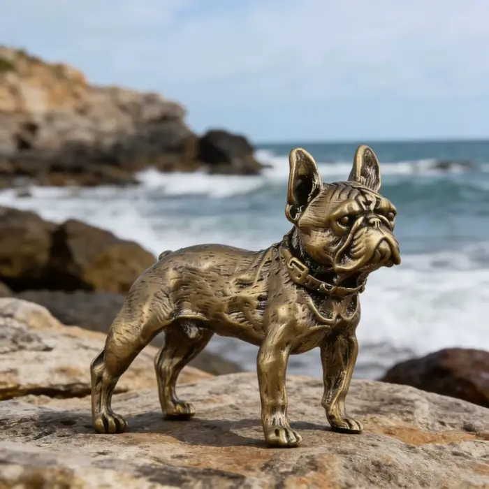 Statue de bouledogue français en laiton