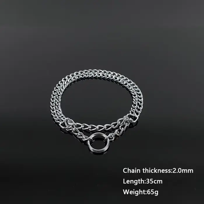 Collier pour chien 35-70cm, chaîne télescopique réglable en métal à Double rangée, Triple anneau, co
