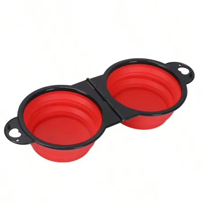 1 pièce 2-en-1 pliable double bol bol d'alimentation Portable voyage en plein air chien chat bol à b