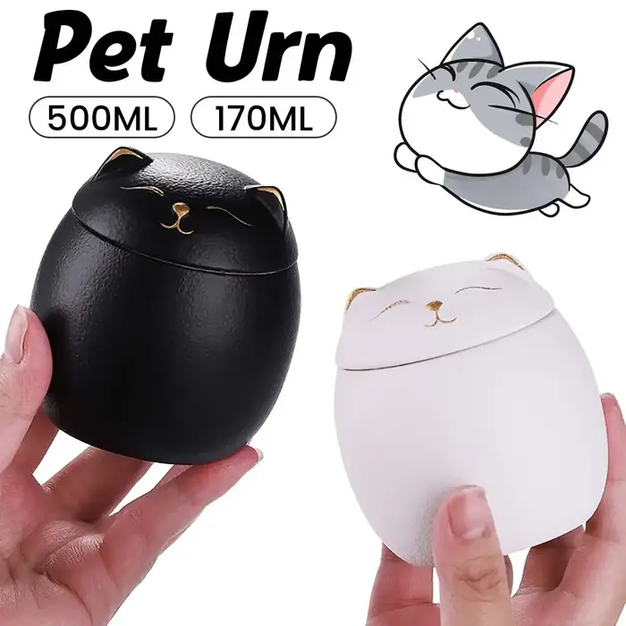Urne noire/blanche 170/500ml pour cendres d'animaux de compagnie, urnes de crémation commémoratives 