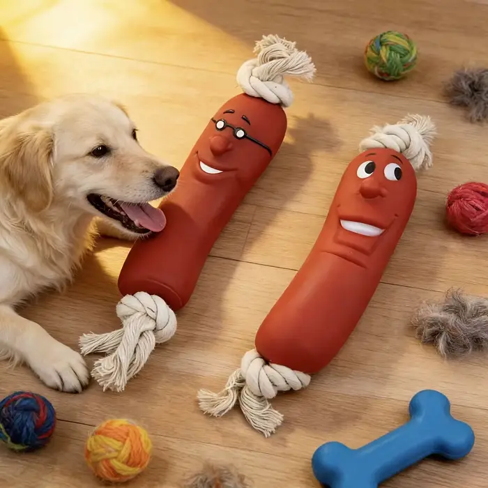 Jouet à mâcher pour chien en forme de saucisse - Résistant aux morsures et difficile à casser