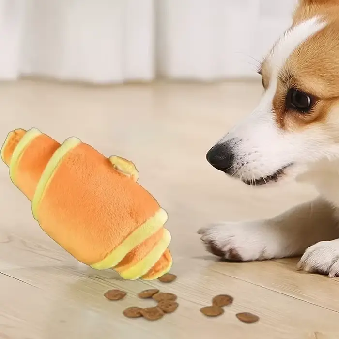 Jouet pour chien en forme de croissant en peluche pour chiens de petite à moyenne taille, jeu amusan