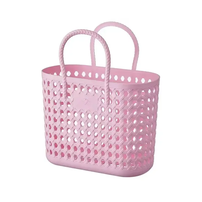 Sac de transport portable en plastique pour animaux de compagnie, panier respirant tressé ajouré pou