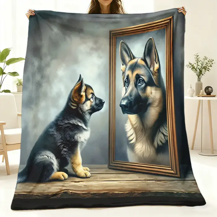Couverture décorative à motif artistique de chien berger allemand pour canapé, lit, salon et décorat
