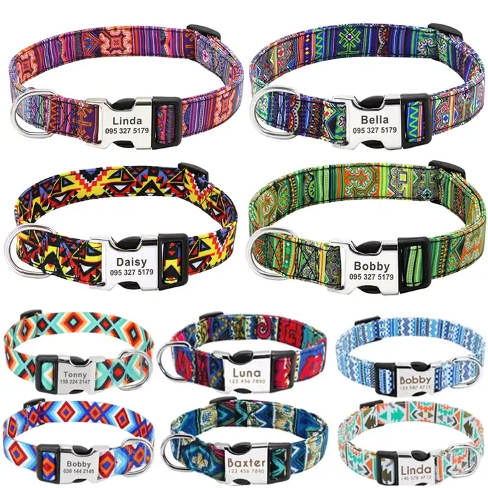 Collier personnalisé pour chien et chat, petit, moyen et grand, nom gravé personnalisé, identificati