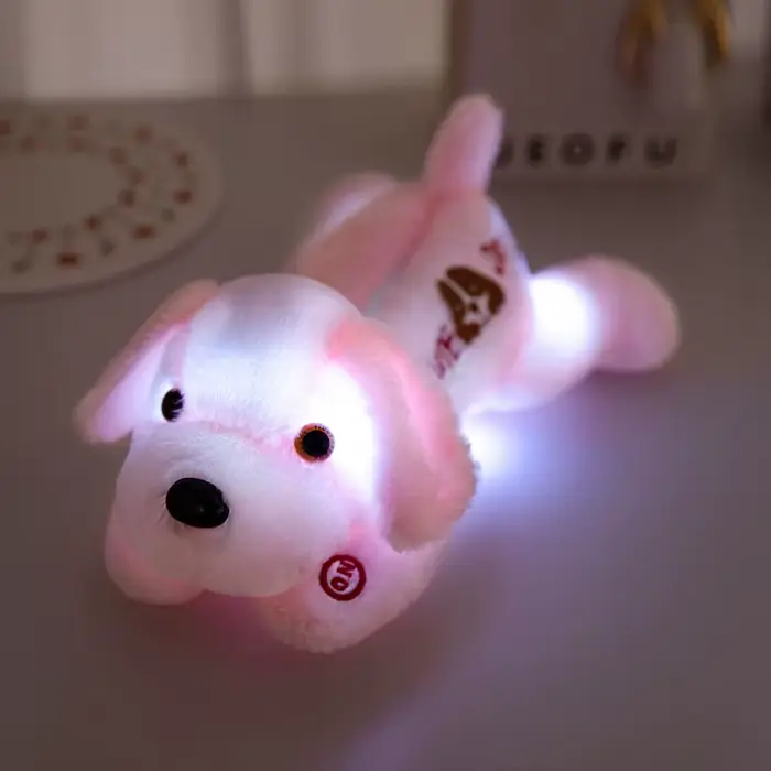 Jouet en peluche chien lumineux, dessin animé mignon, poupée animale couchée douce, Anti-Stress, déc