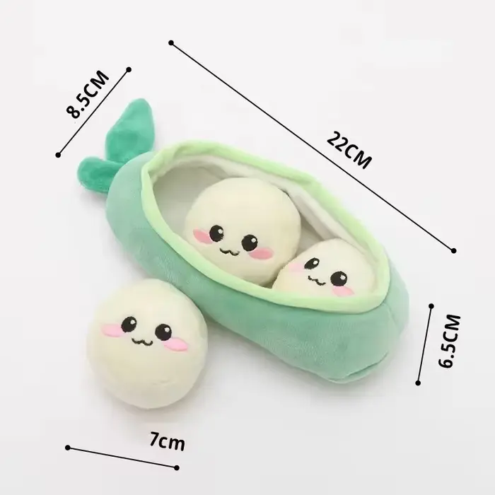 Jouet en peluche mignon en forme de coquille de pois pour chien, jouet interactif couineur résistant