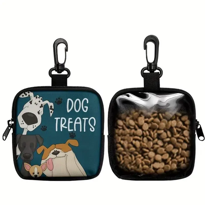 Sac à friandises pour chien 12×12cm, pochette mignonne avec fermeture éclair et crochet, sac d'entra