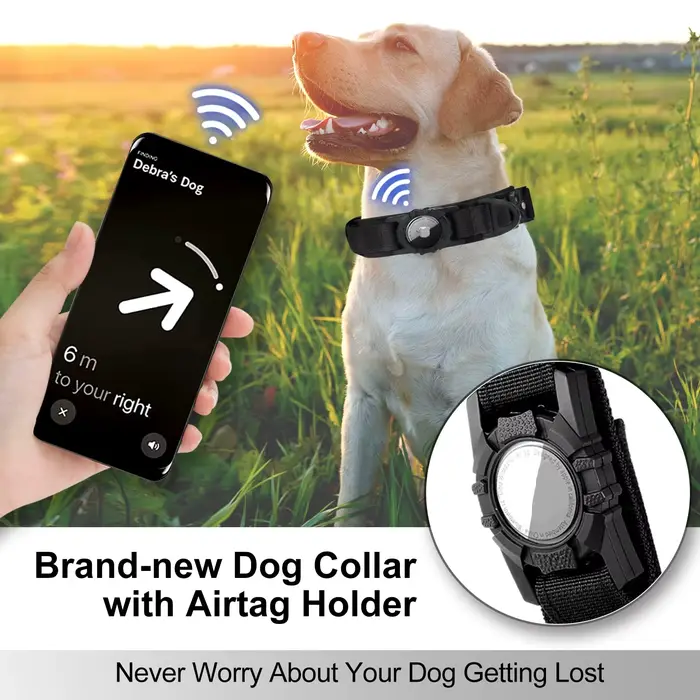 Collier tactique pour chien AirTag, avec support AirTag et poignée, boucle en métal pour chien milit