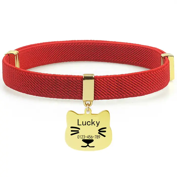 Collier de chat personnalisé mignon, étiquette de nom en métal gravé, colliers de chaton AirTag déta