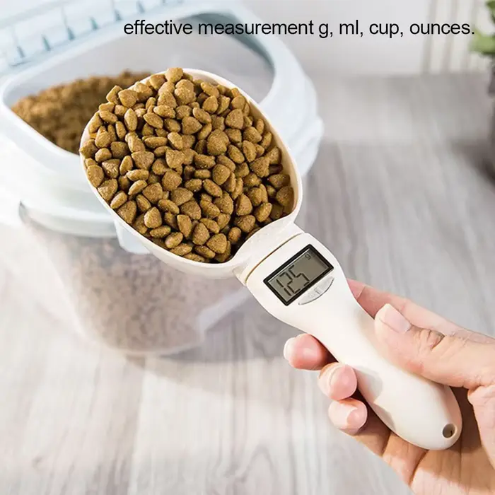 Cuillère à mesurer les aliments pour animaux de compagnie, tasse à mesurer électronique pour aliment