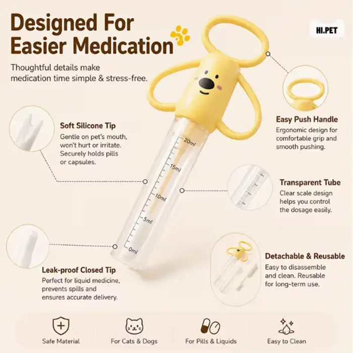 Distributeur de médicaments pour chats et chiens avec deux compartiments pour médicaments. Convient aux comprimés, capsules et médicaments liquides
