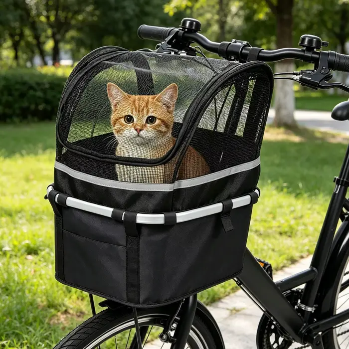 Panier de vélo pour chien et chat avec fenêtre, support de guidon pour vélo, idéal pour les loisirs quotidiens, les trajets domicile-travail et les activités urbaines en extérieur