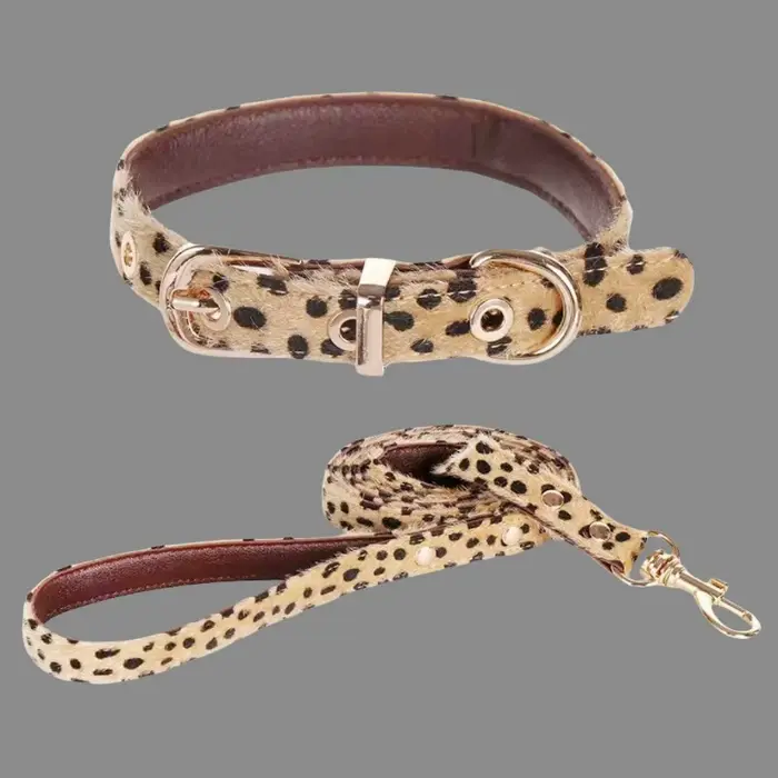 Collier en crin imprimé léopard pour animaux de compagnie
