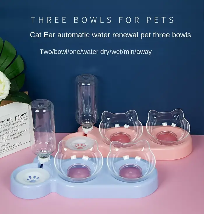 Fournitures pour animaux de compagnie Bols surélevés pour chats et chiens Mangeoires doubles durable