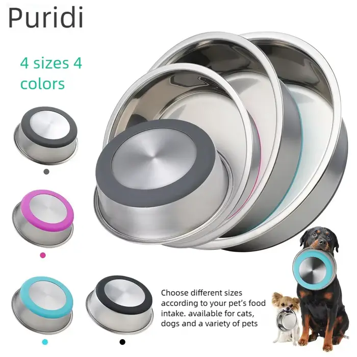 Bol pour chien en acier inoxydable, distributeur d'aliments anti-renversement pour animaux de compag