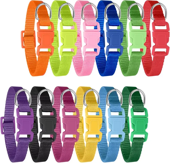Lot de 12 colliers pour chiots, colliers d'identification réglables pour chiots, colliers en nylon s