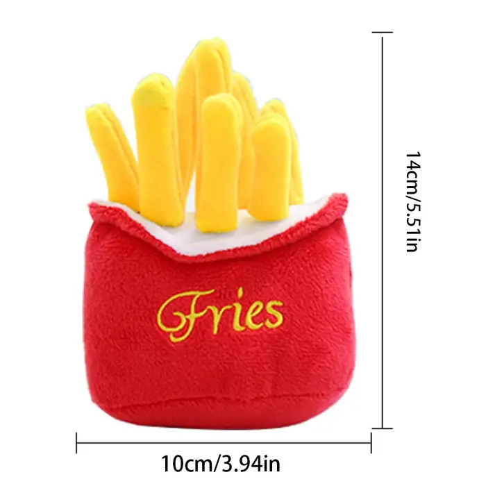 Jouet pour animaux de compagnie en forme de hamburger et de frites, jouet à mâcher moelleux et couin