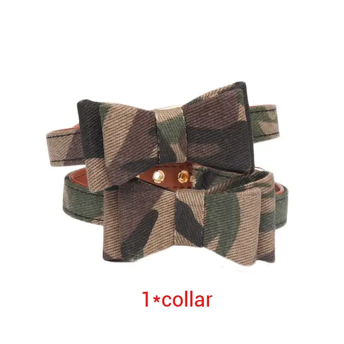 Collier de Camouflage pour chien, laisse, petit chat, Bandana, nœud papillon, mignon, chaîne en cuir
