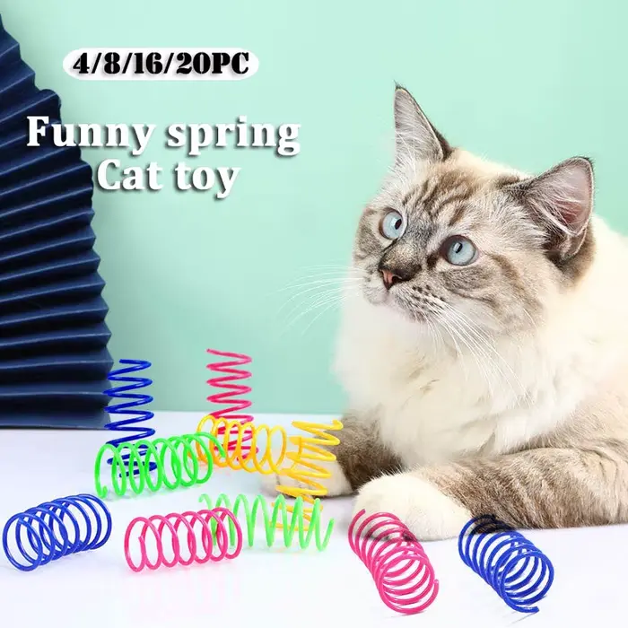 Jouet de printemps amusant pour chat, bobine colorée, ressorts en spirale, chasse d'interaction, jou