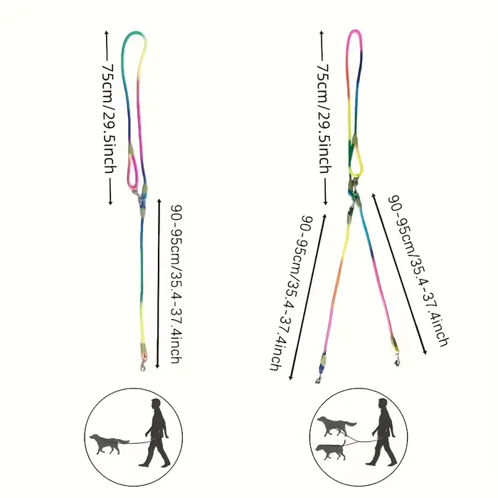 Laisse double pour chien avec corde élastique